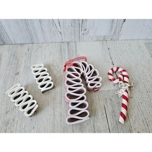 Vintage ribbon Taffy candy cane ornament Xmas set tree unique large
